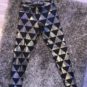 Gold checkered leggings